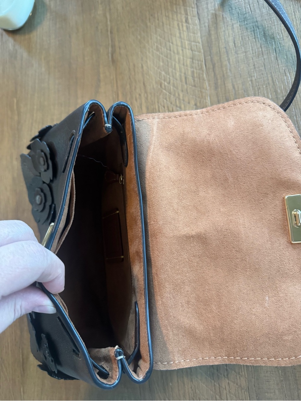 Coach Brown Floral Appliqué Leather Satchel - Picture 3 of 9